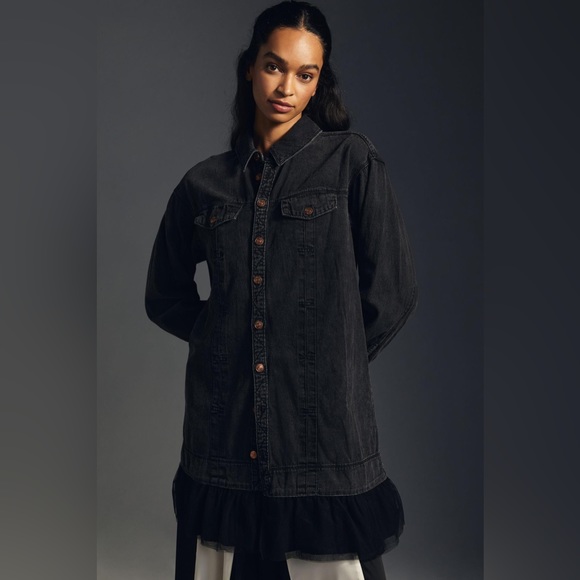 Anthropologie Pilcro Tulle & Denim Shirt Dress - Picture 5 of 15